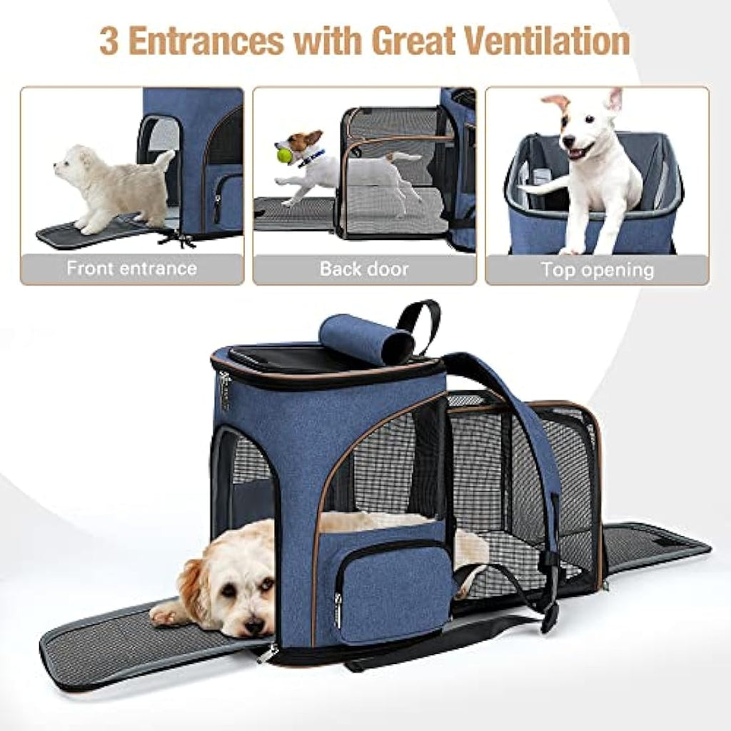 Lekesky Expandable Cat Carrier Backpack | Breathable Pet Rucksack - Blue