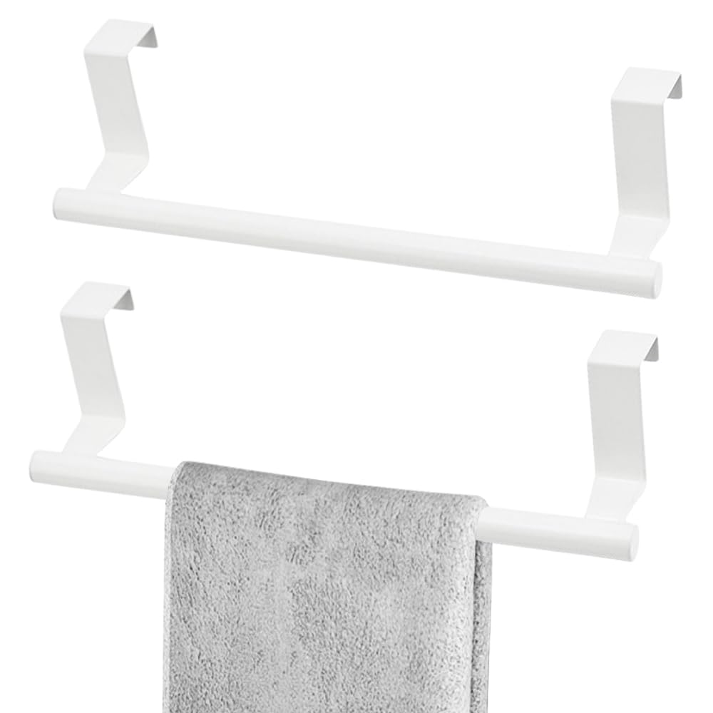 2 Pcs Stainless Steel Towel Holder, Over Door Towel Rail with Protective Strip, Towel Bar Holder - image 1