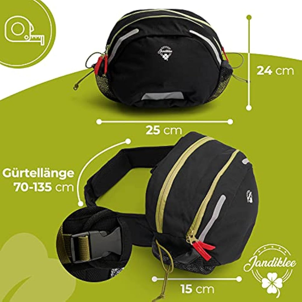 Jandiklee 9L Hiking Waist Bag with Bottle Holder - Waterproof Ripstop