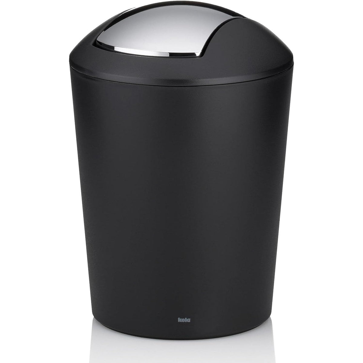 kela swing lid bin black, cosmetic bin 5l with swing lid, plastic, MARTA, waste bin bathroom black matt - image 1