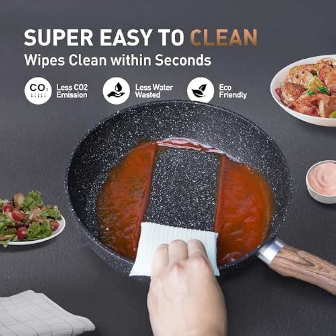 Jolof Store 12-Piece Nonstick Granite Cookware Set - Induction Black