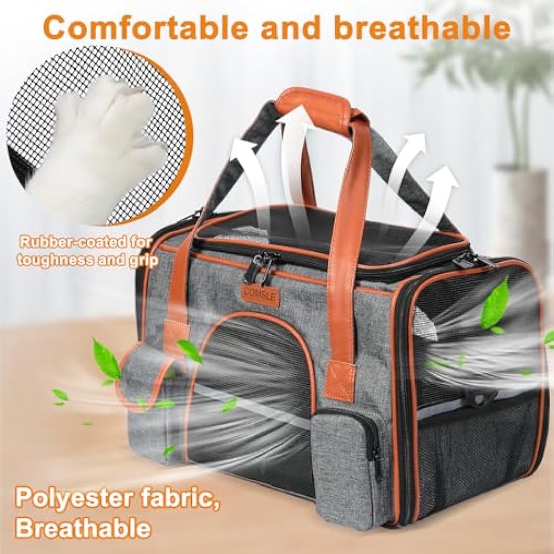 COMSLE Airline Approved Pet Carrier Bag – Large Breathable Dog & Cat Travel Bag