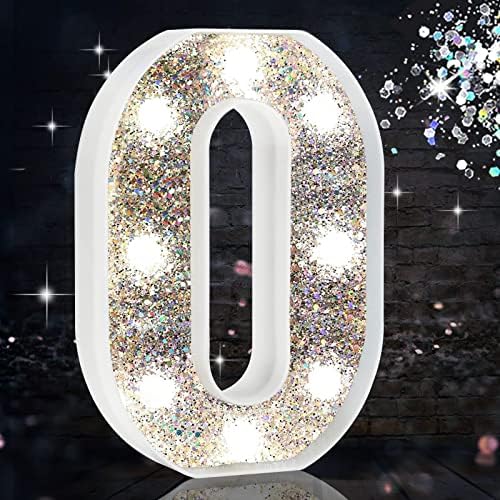 Jolof Store LED Marquee Letter O – Silver Glitter Light Up Sign
