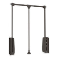 Emuca Pull Down Wardrobe Rail Lift - Adjustable 600-830mm - Moka Finish