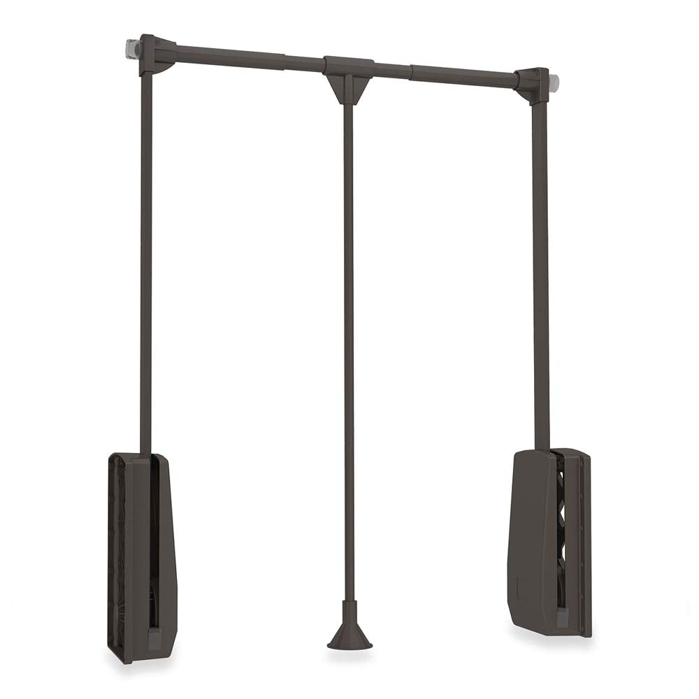 Emuca Pull Down Wardrobe Rail Lift - Adjustable 600-830mm - Moka Finish