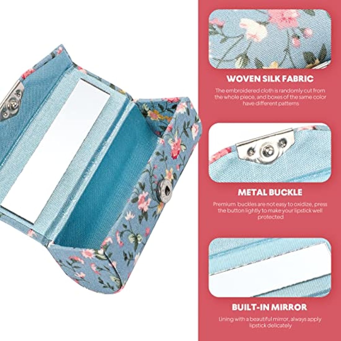 minkissy Floral Lipstick Case with Mirror - 4PCS Vintage Portable Holder