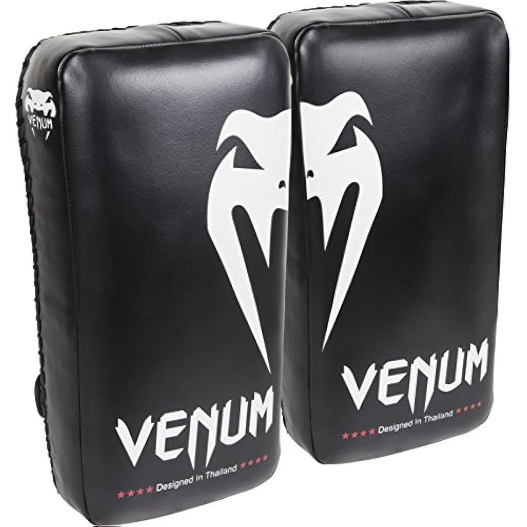 Venum Giant Kick Pads – Skintex Leather Muay Thai Sparring Gear, Black