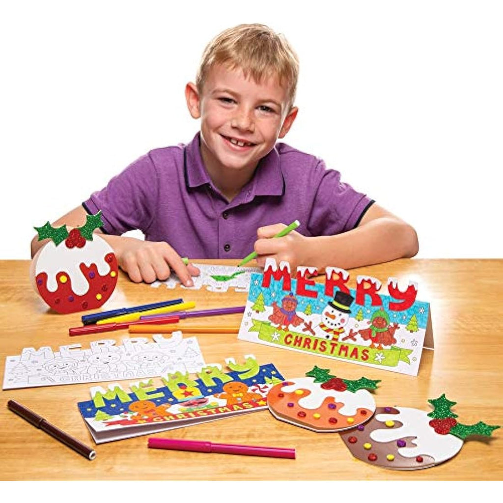 Baker Ross Christmas Pop-Up Colouring Cards for Kids (Pack of 10)