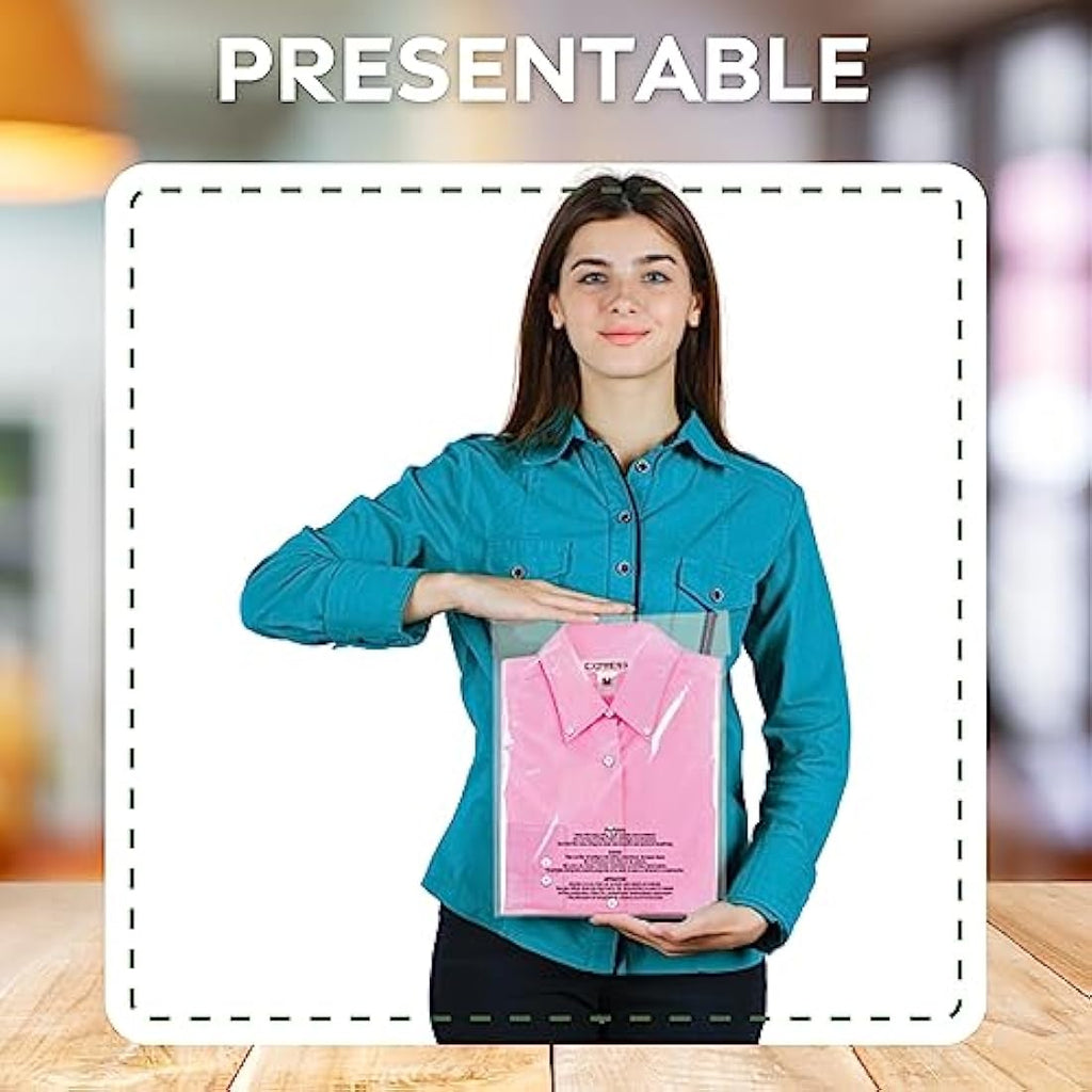 JeeJaan Clear T-Shirt Storage Bags | 100 Pcs Self-Seal 15x20in Poly Bags