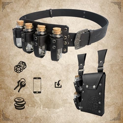 Medieval Alchemy Belt with Potion Bottles – Viking Cosplay Pouch
