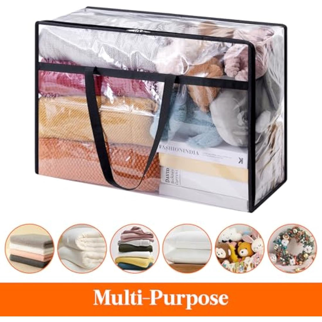 Lifewit 6-Pack Clear PVC Storage Bags | 60L Heavy-Duty Clothes Organizer