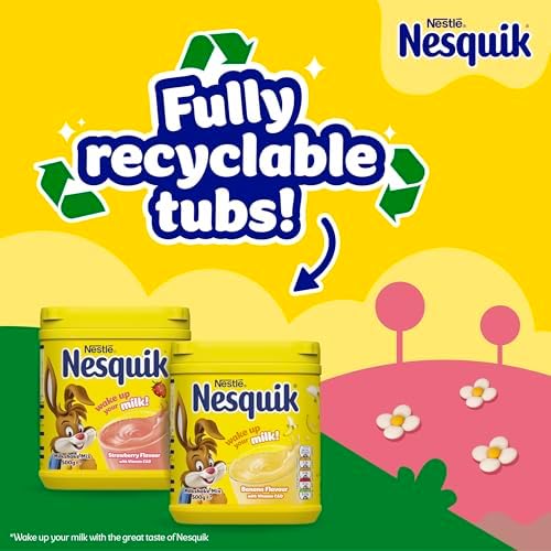 Nesquik Strawberry Milkshake Powder – Vitamin D & C, 500g (Pack of 10)