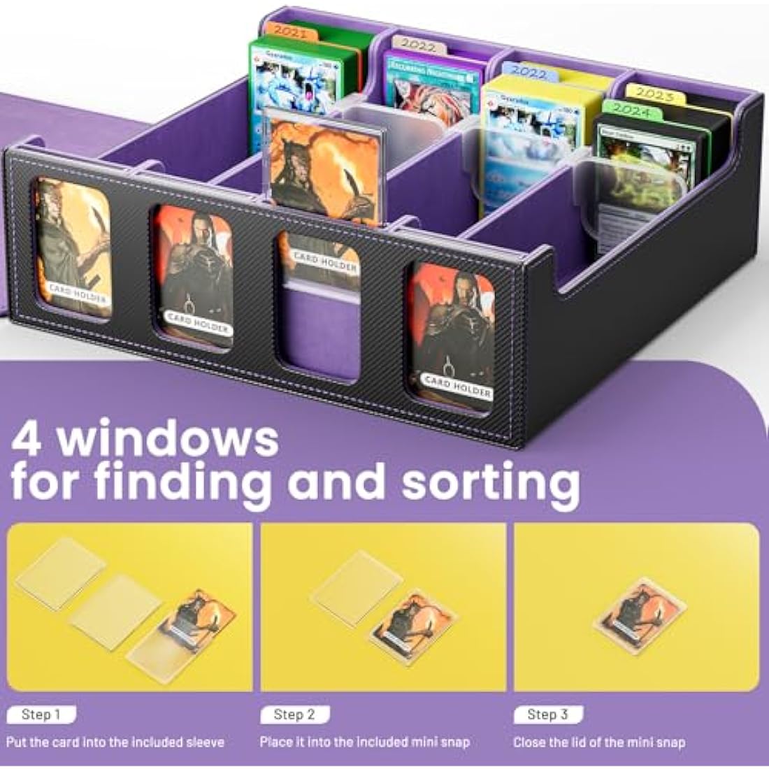Hot Bee 2400+ Card Deck Box | PU Leather TCG Storage Case - Purple