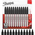 Sharpie Permanent Markers | Fine Point Black Ink Pens | 12 Count Pack