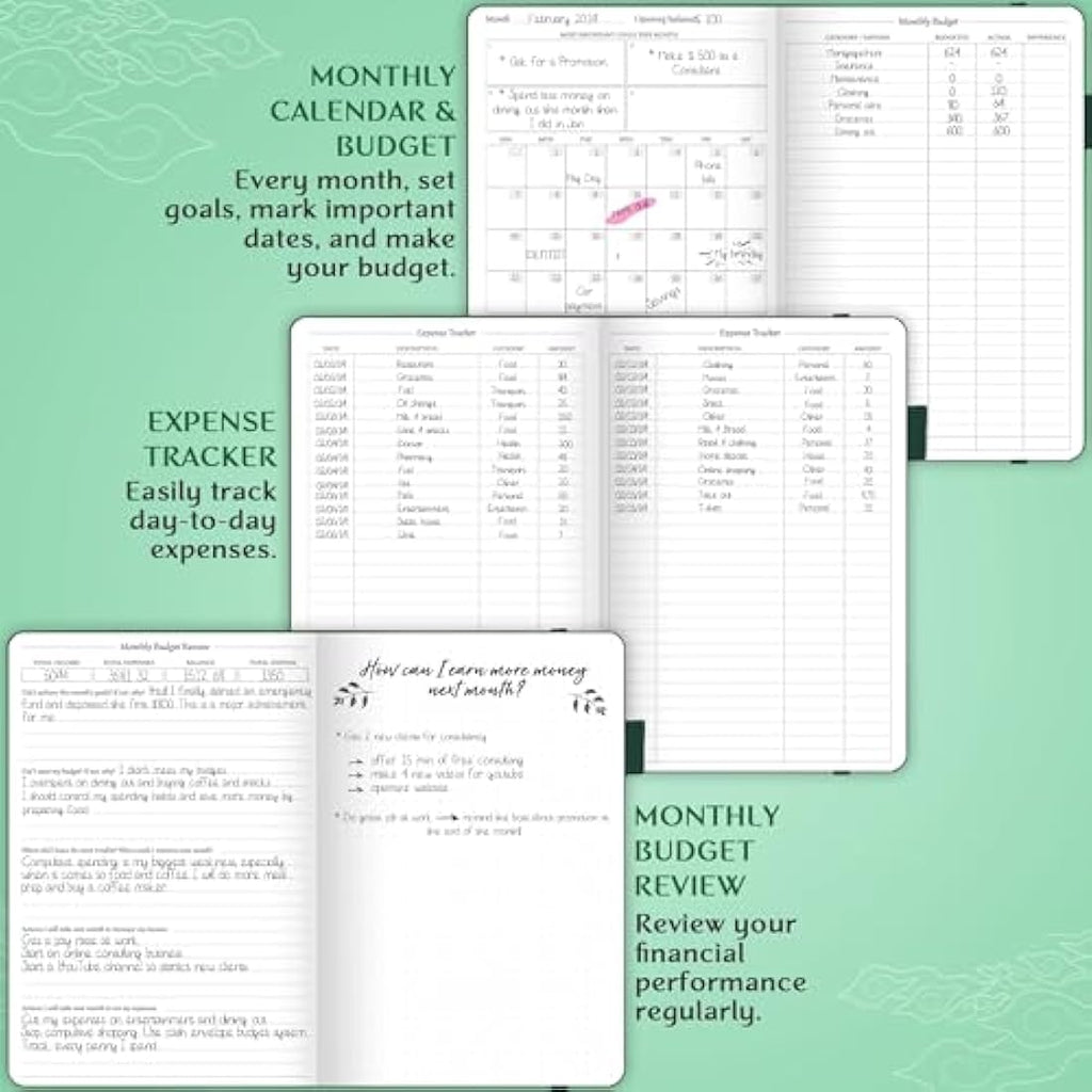 Legend Budget Planner – Vegan Leather Financial Organizer, Dark Green