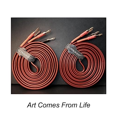 WOWLED 14 AWG OFC Speaker Cable with Banana Plugs, 3m Pure Copper 2 Pack