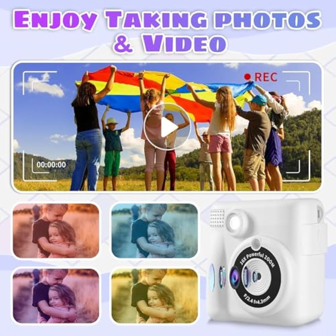 Jolof Store Kids Instant Print Camera – 1080P Digital Video with 32GB SD