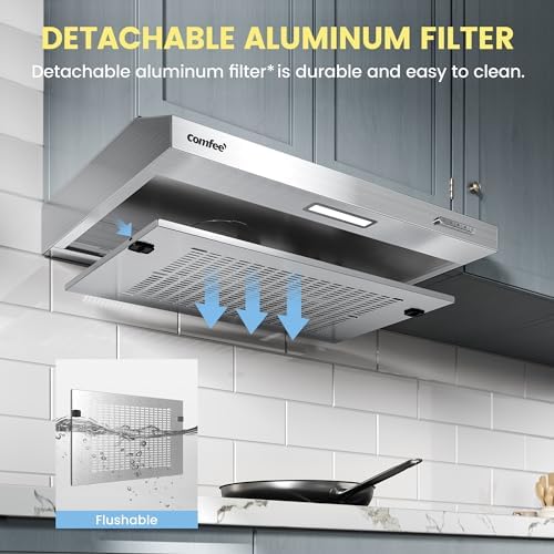 COMFEE' 60cm Visor Cooker Hood | Stainless Steel Under Cabinet Extractor Fan