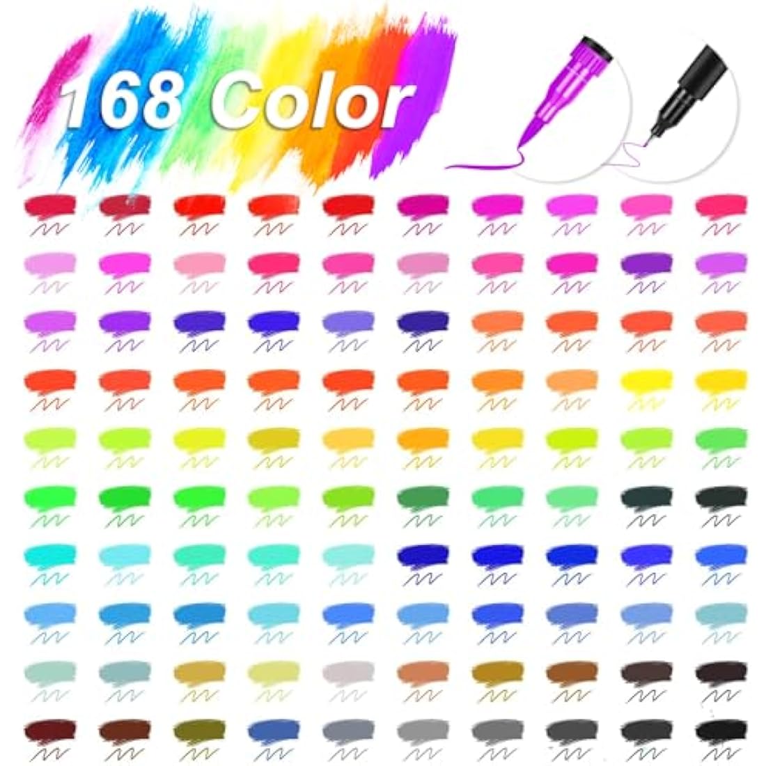 Sanyetral 168 Dual Tip Brush Pens | Art Set with Coloring Book