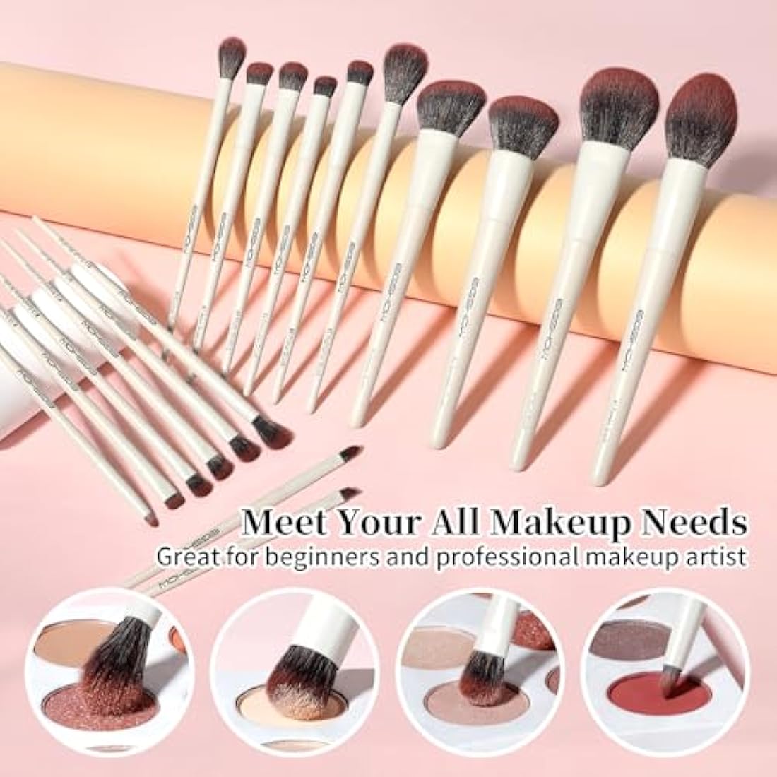 EIGSHOW MUA Pro 18 Pcs Professional Makeup Brush Set – Vegan Beige