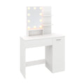 ZANOFIRA Modern Vanity Table with LED Mirror - Wooden Makeup Desk