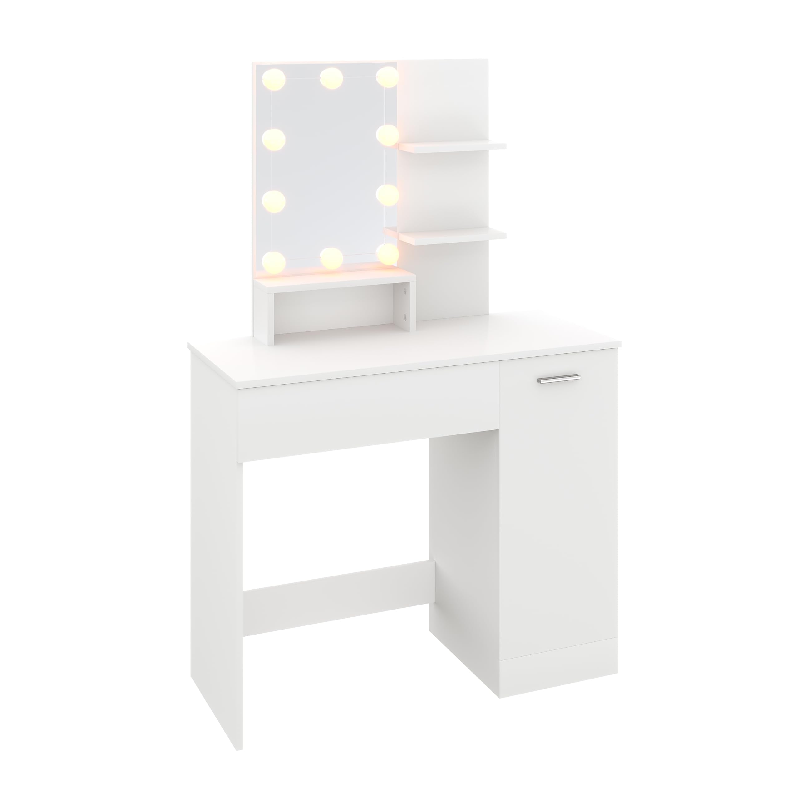 ZANOFIRA Modern Vanity Table with LED Mirror - Wooden Makeup Desk