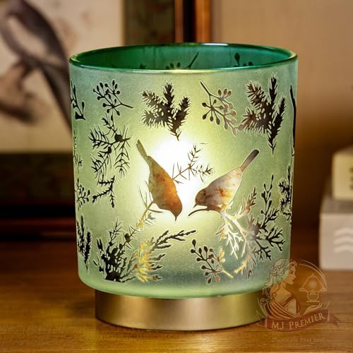 MJ PREMIER Cordless Battery Table Lamp | Teal Marble Glass with Timer