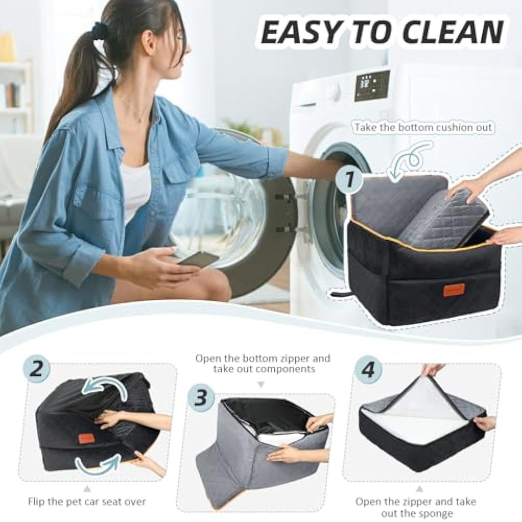 HEGGCOOE Memory Foam Dog Car Seat | Washable Booster Seat for Medium Dogs