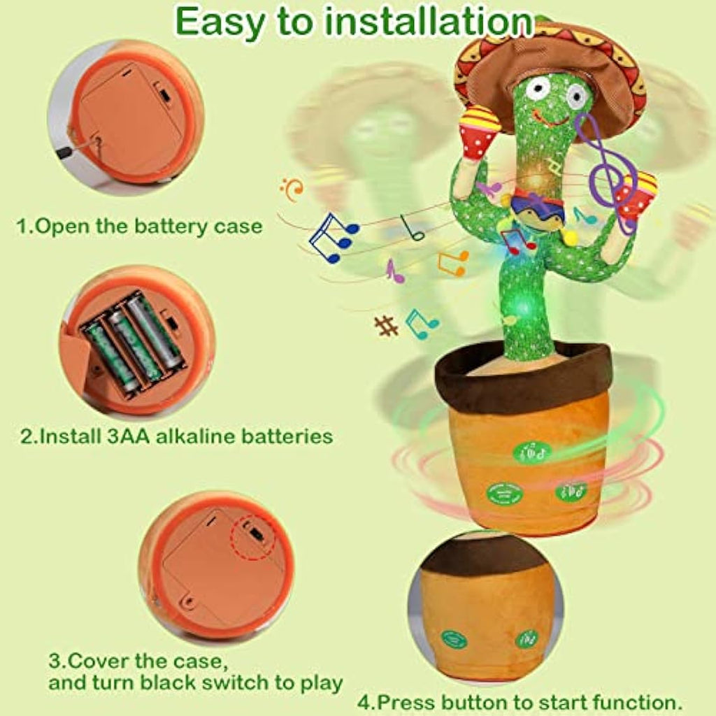 HICAS Dancing Talking Cactus Toy – 120 Songs & Voice Recorder Plush
