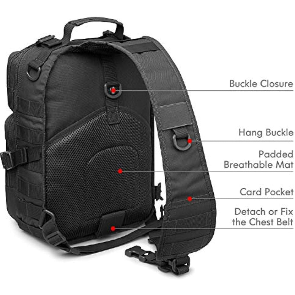 G4Free Tactical Sling Backpack – 15L Molle Military EDC Shoulder Bag