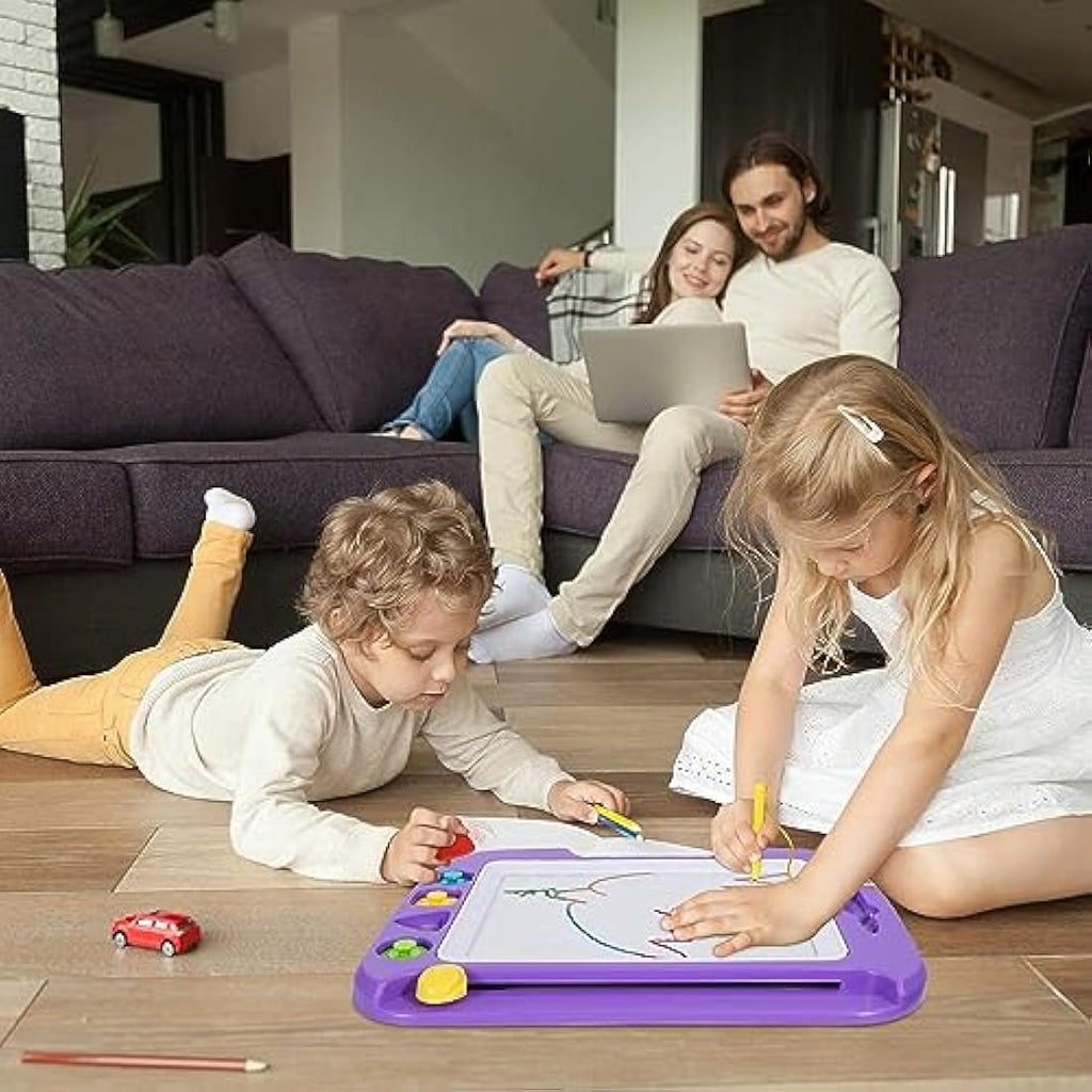 SGILE Large Magnetic Drawing Board – 4 Color Toddler Doodle Pad, Purple