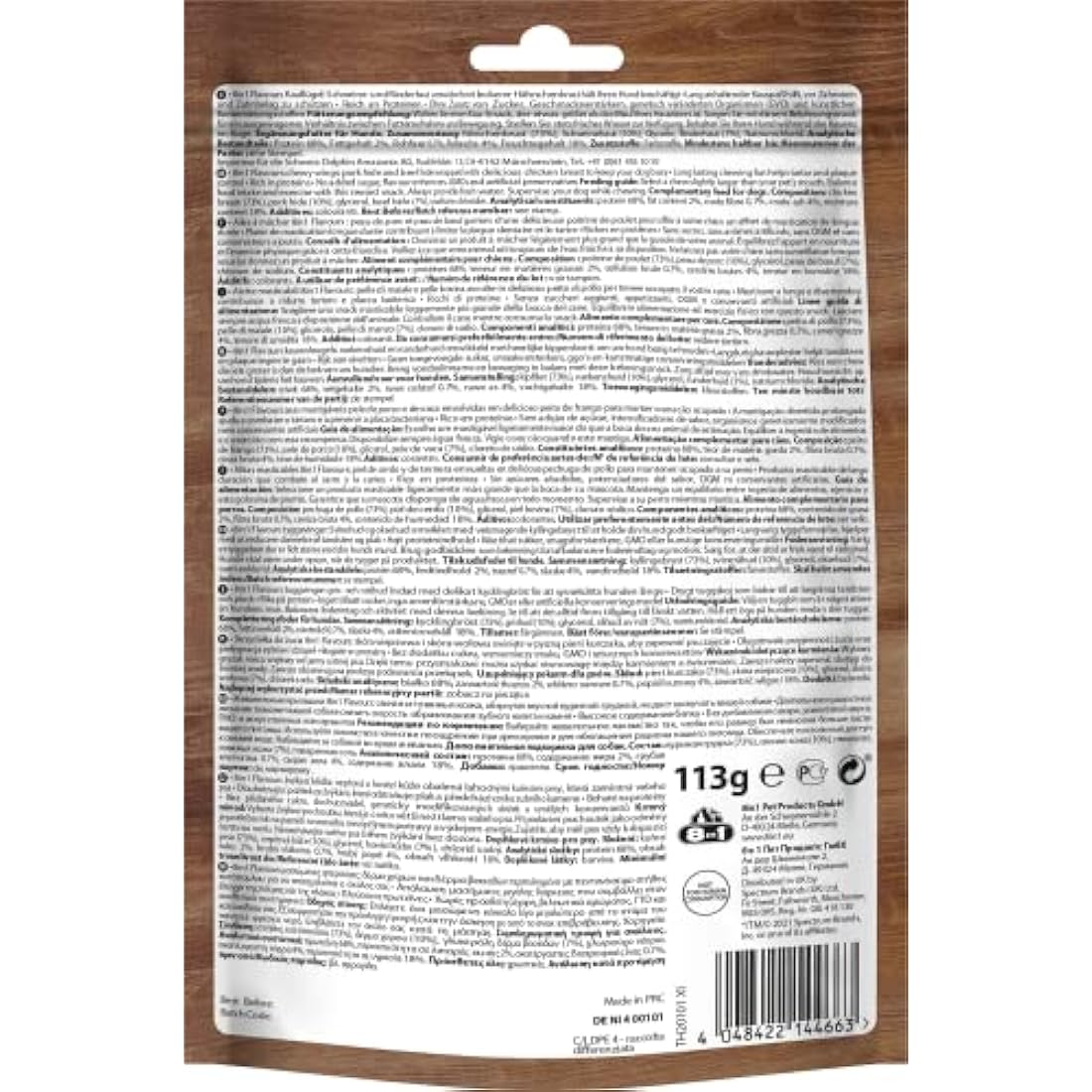8in1 Triple Flavour Wings Dog Chew Sticks – Meaty Chicken & Beef, 113g