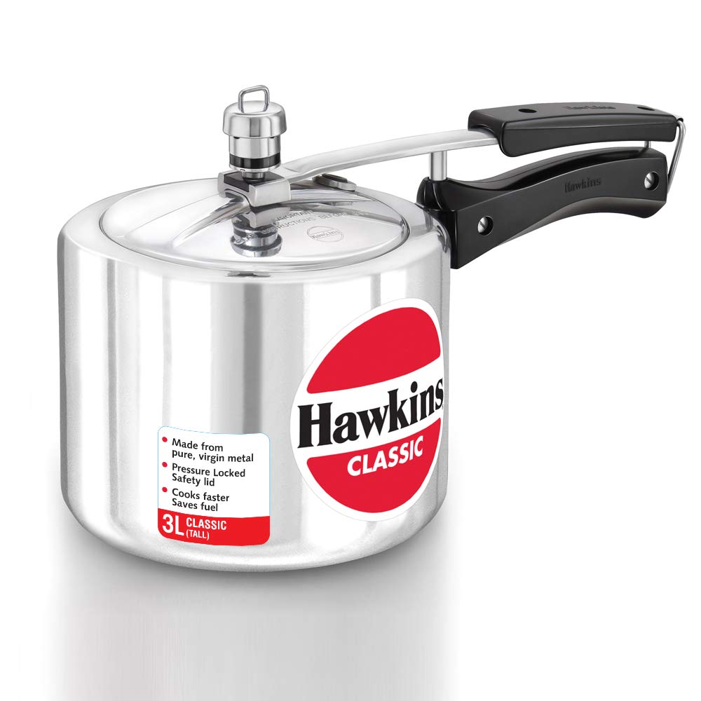 Hawkins Classic 3L Aluminum Pressure Cooker – Tall Mirror Polish Silver