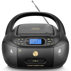 Hernido Portable CD Cassette Player Boombox | Rechargeable FM Radio Stereo