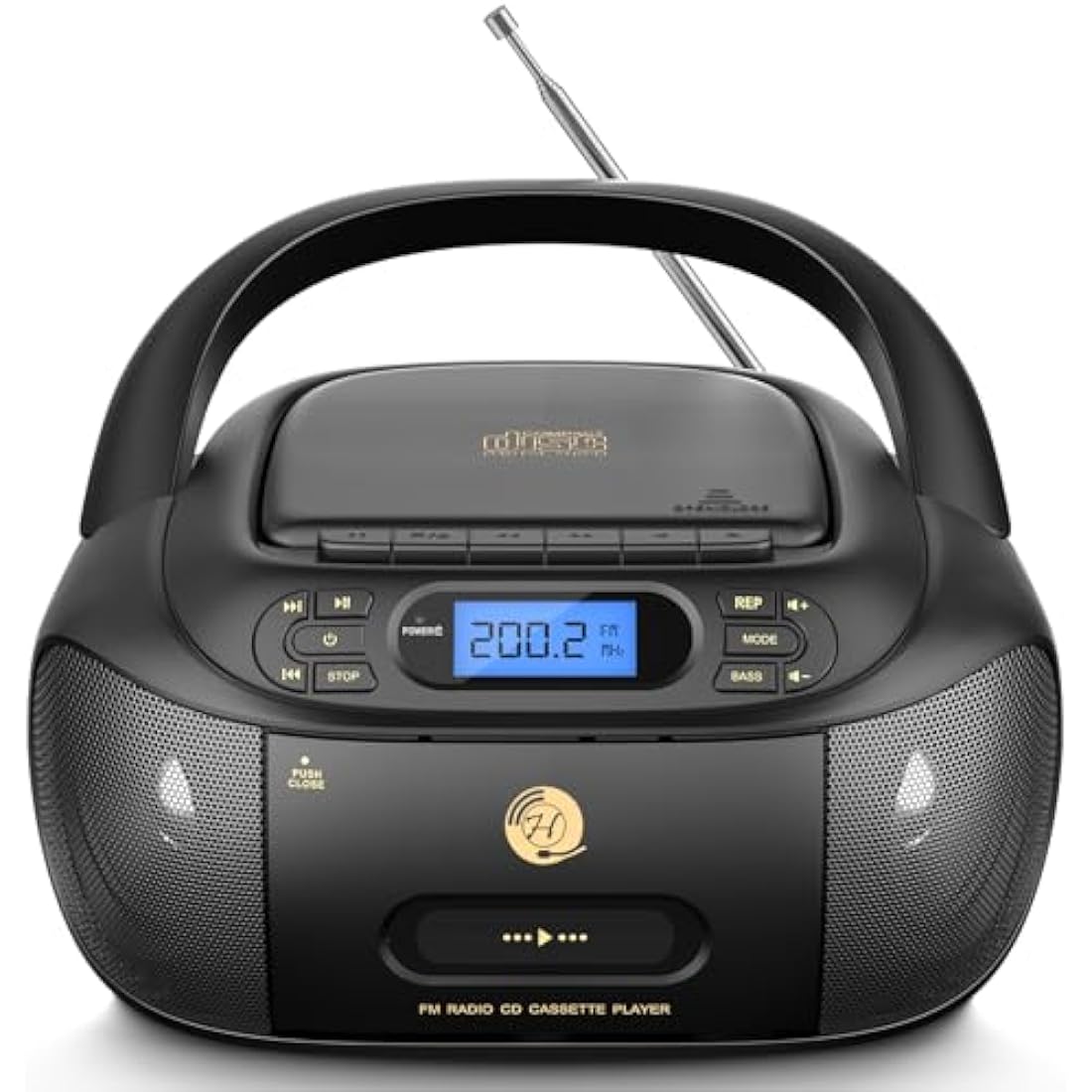 Hernido Portable CD Cassette Player Boombox | Rechargeable FM Radio Stereo
