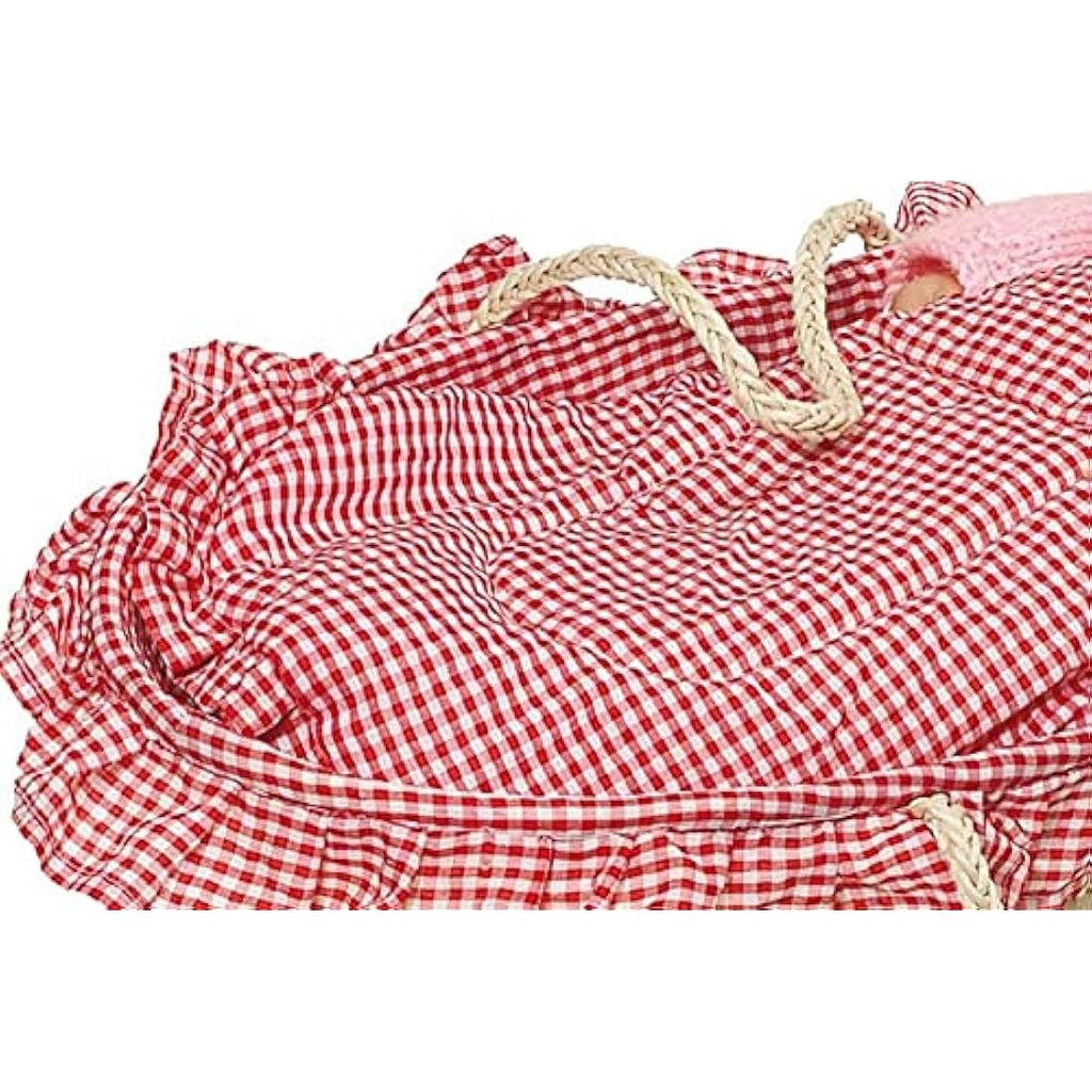 GoKi Dolls Carry Cradle Basket – Red Checkered Doll Carrier Toy