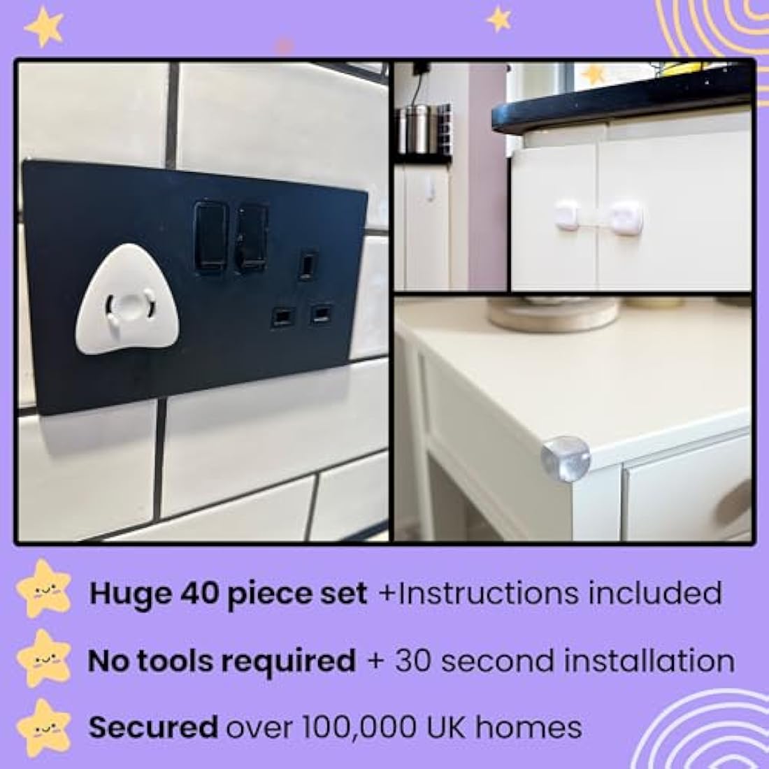 Booboo 40-Pack Baby Proofing Kit | Child Safety Locks & Corner Guards