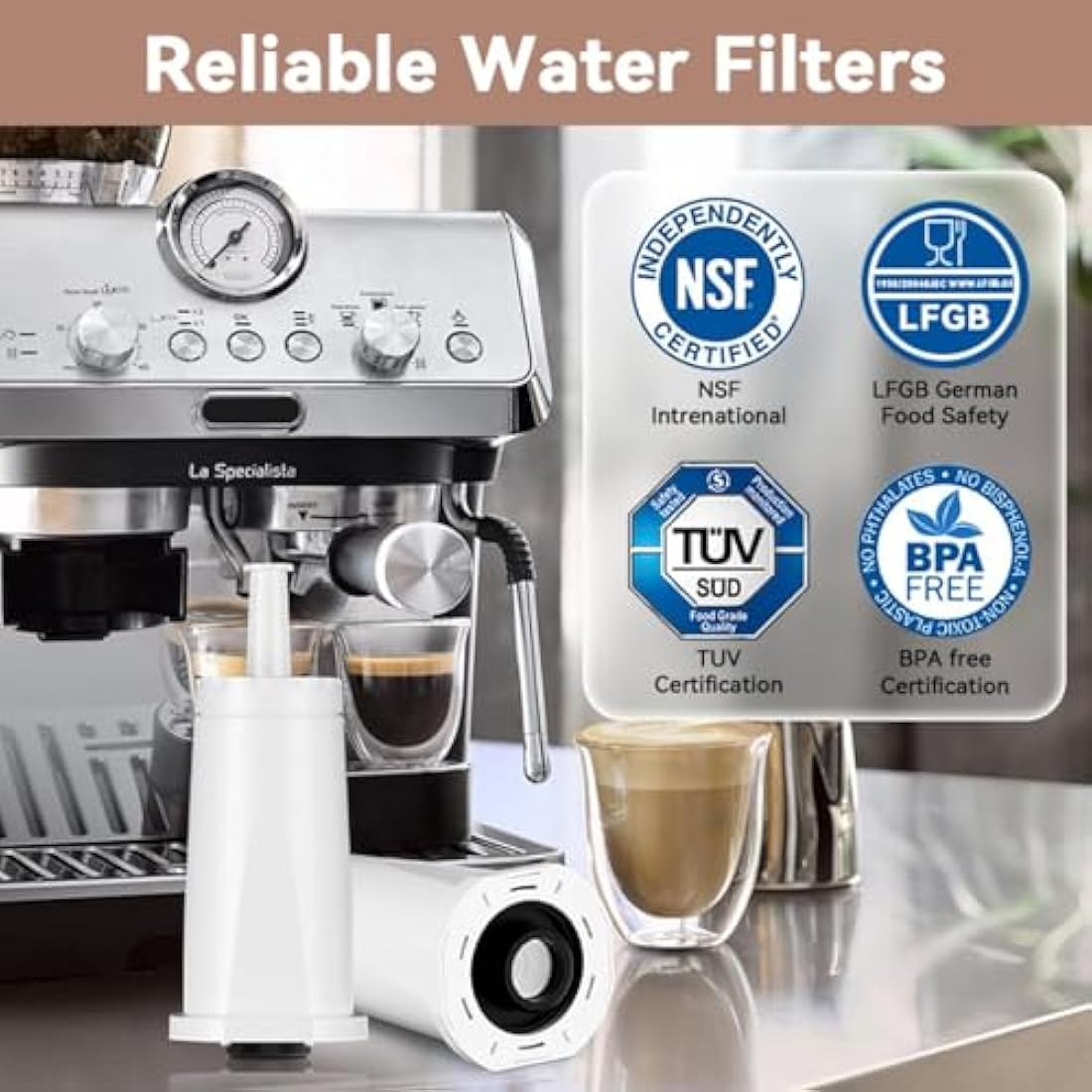 Sage Compatible Water Filters - 6 Pack BES008 Replacement for Barista Express