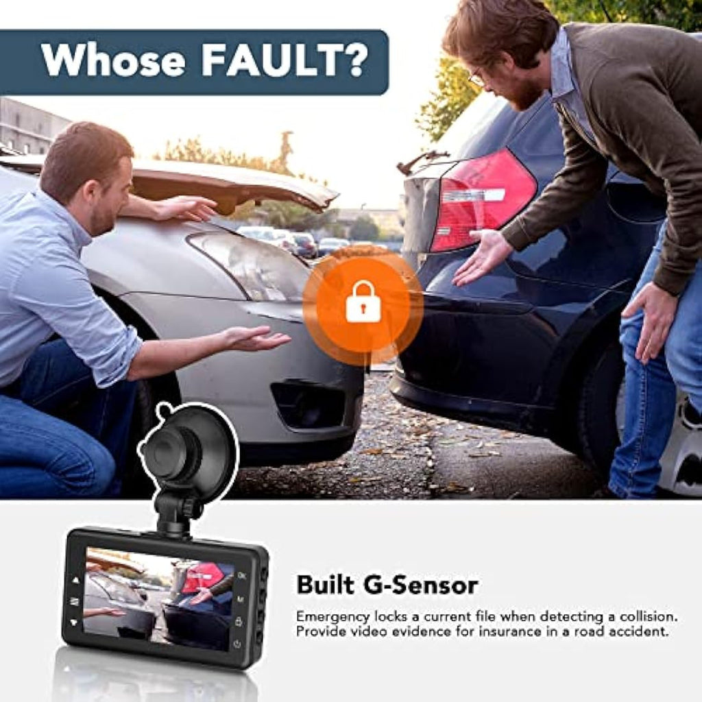 IBAYE 1080P Dual Dash Cam Front and Rear | 3" LCD Night Vision Camera