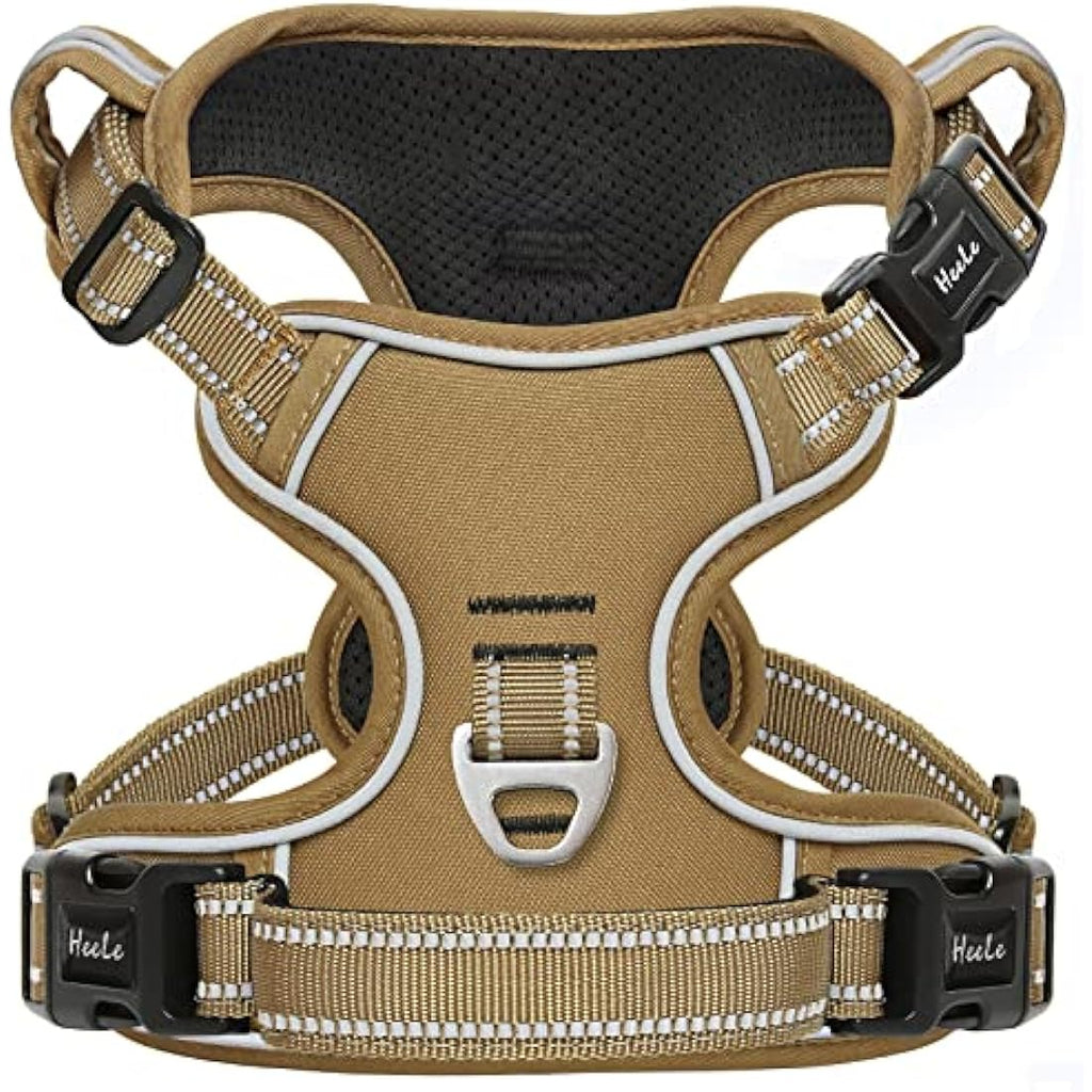 HEELE No Pull Dog Harness – Reflective Padded Vest with Neck Clip, Bronze
