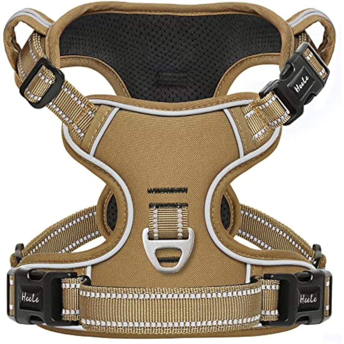 HEELE No Pull Dog Harness – Reflective Padded Vest with Neck Clip, Bronze