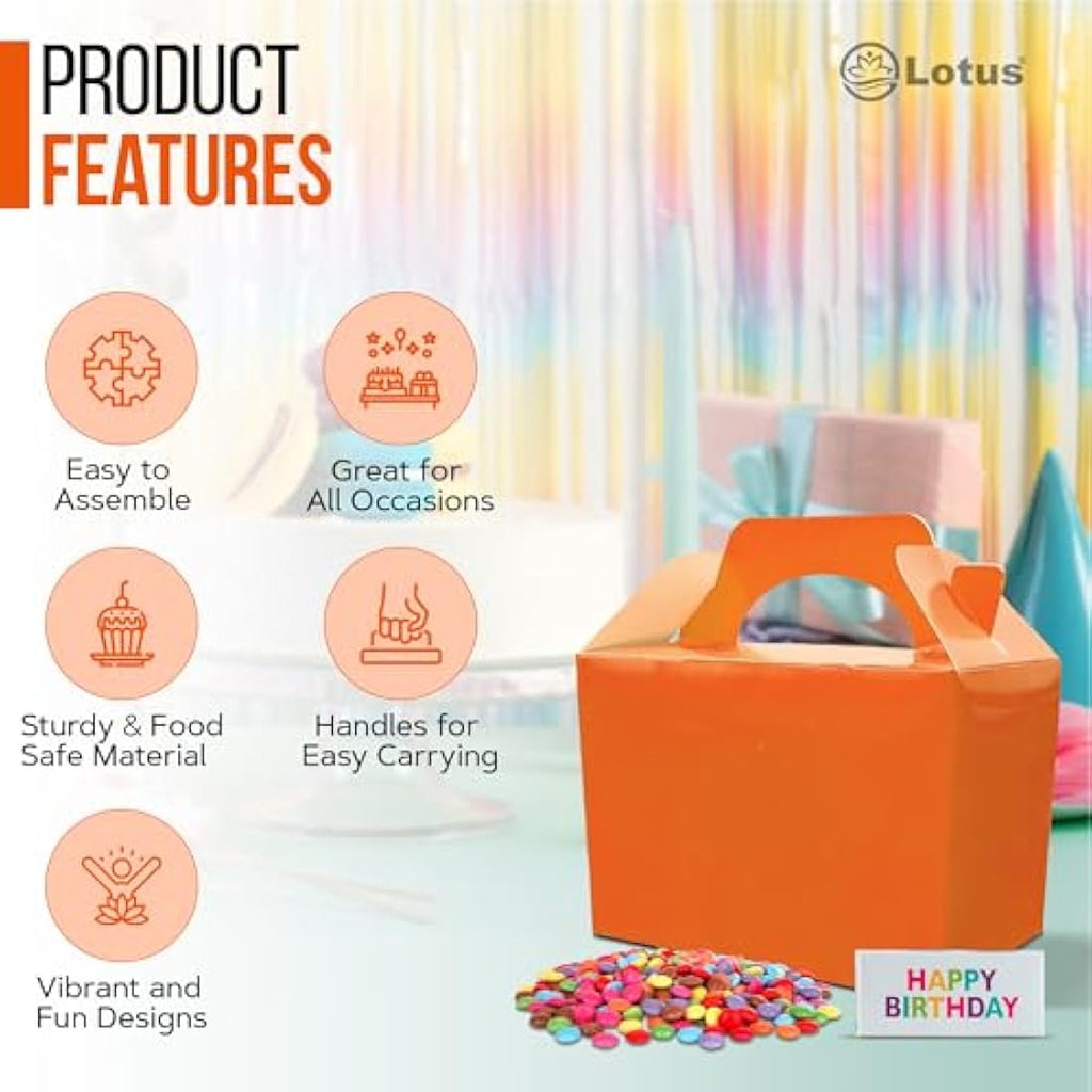 Lotus Orange Party Favor Boxes – 50-Pack Recyclable Treat Containers