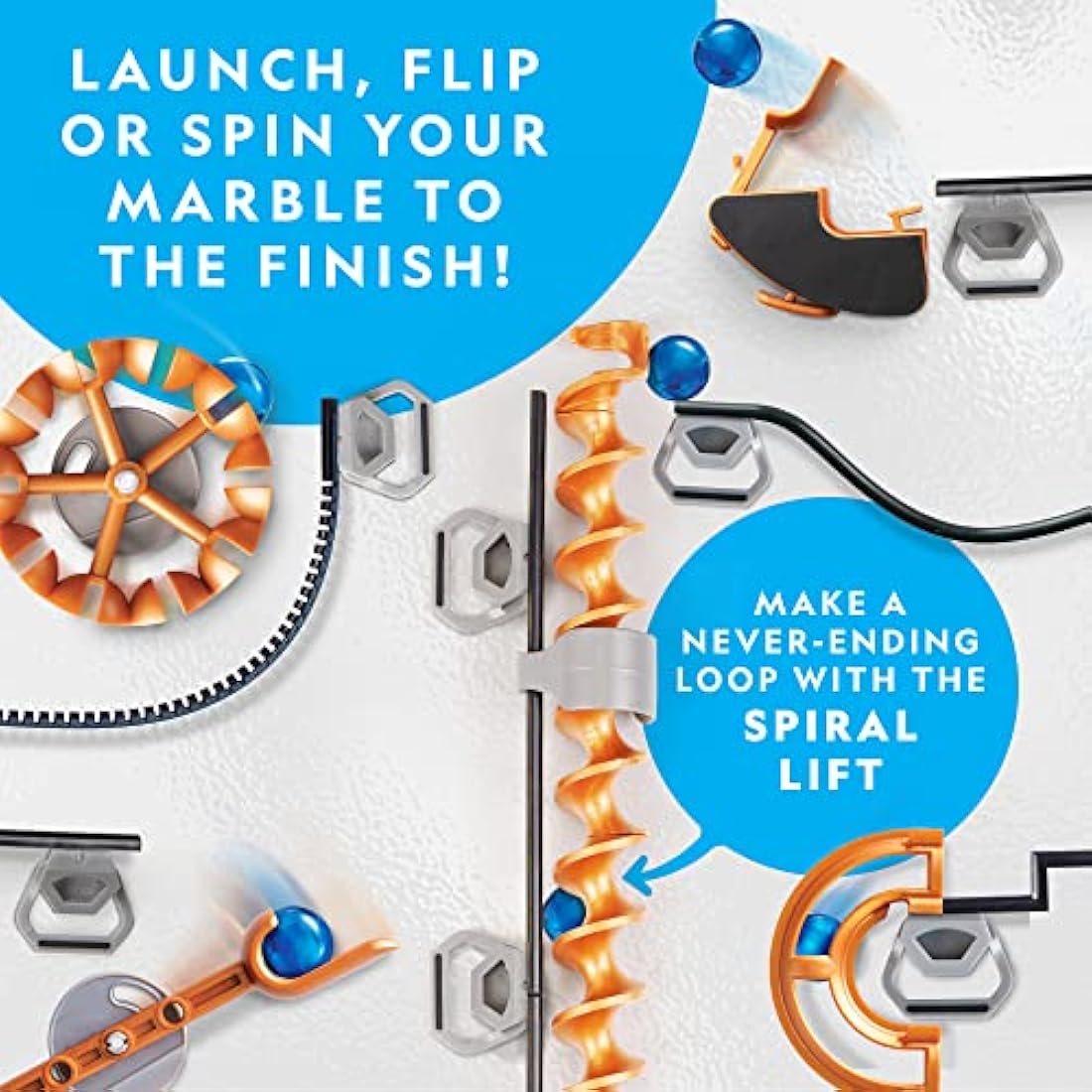 National Geographic Magnetic Marble Run – 150-Piece STEM Building Set