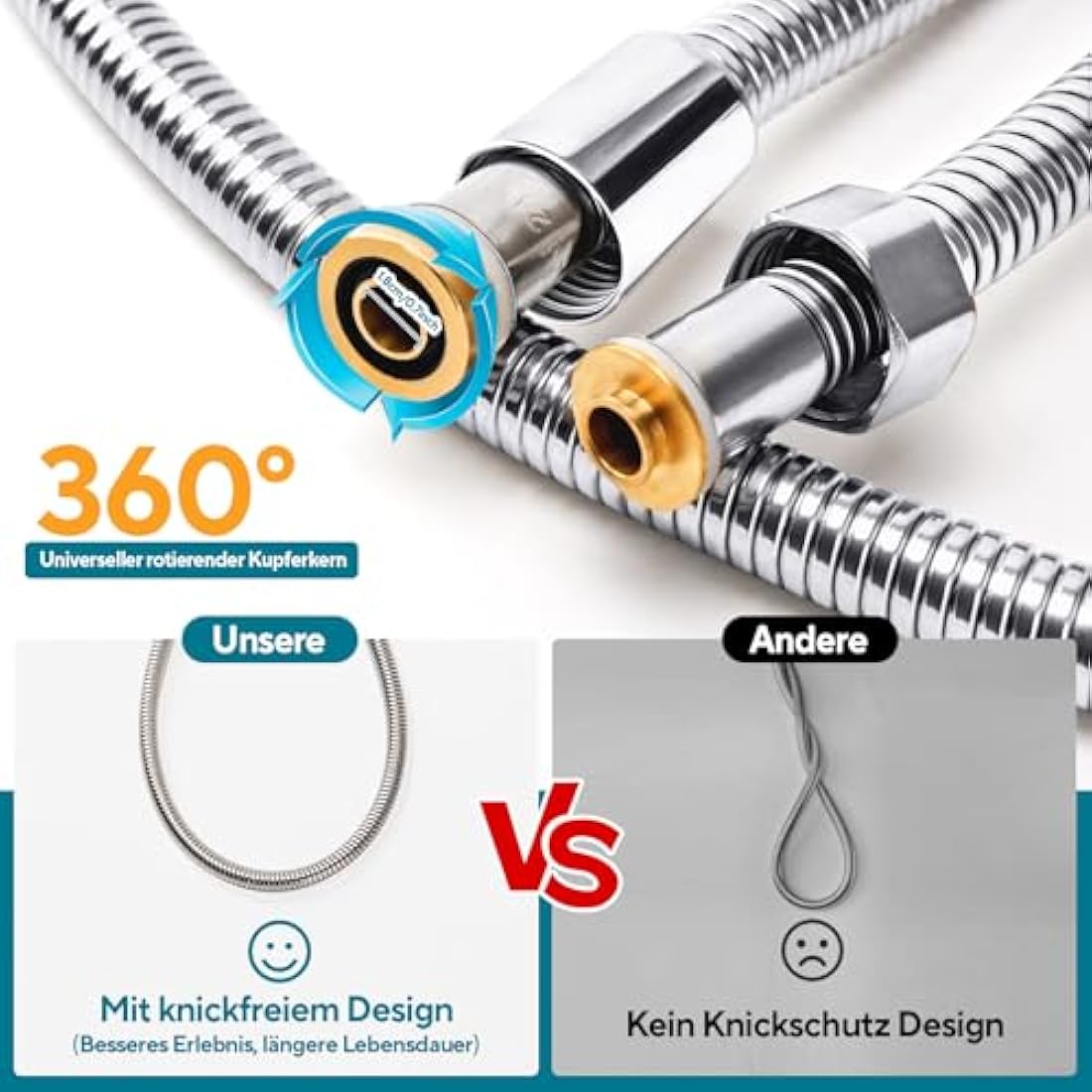 Jolof Store 4m Stainless Steel Shower Hose – Anti-Kink & Leakproof
