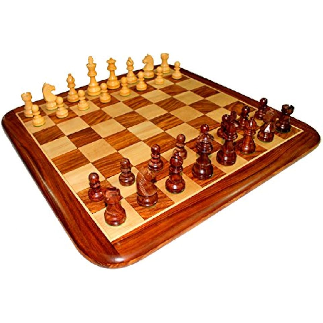 21" Acacia Wood Chess Set | Collectible Wooden Board Game