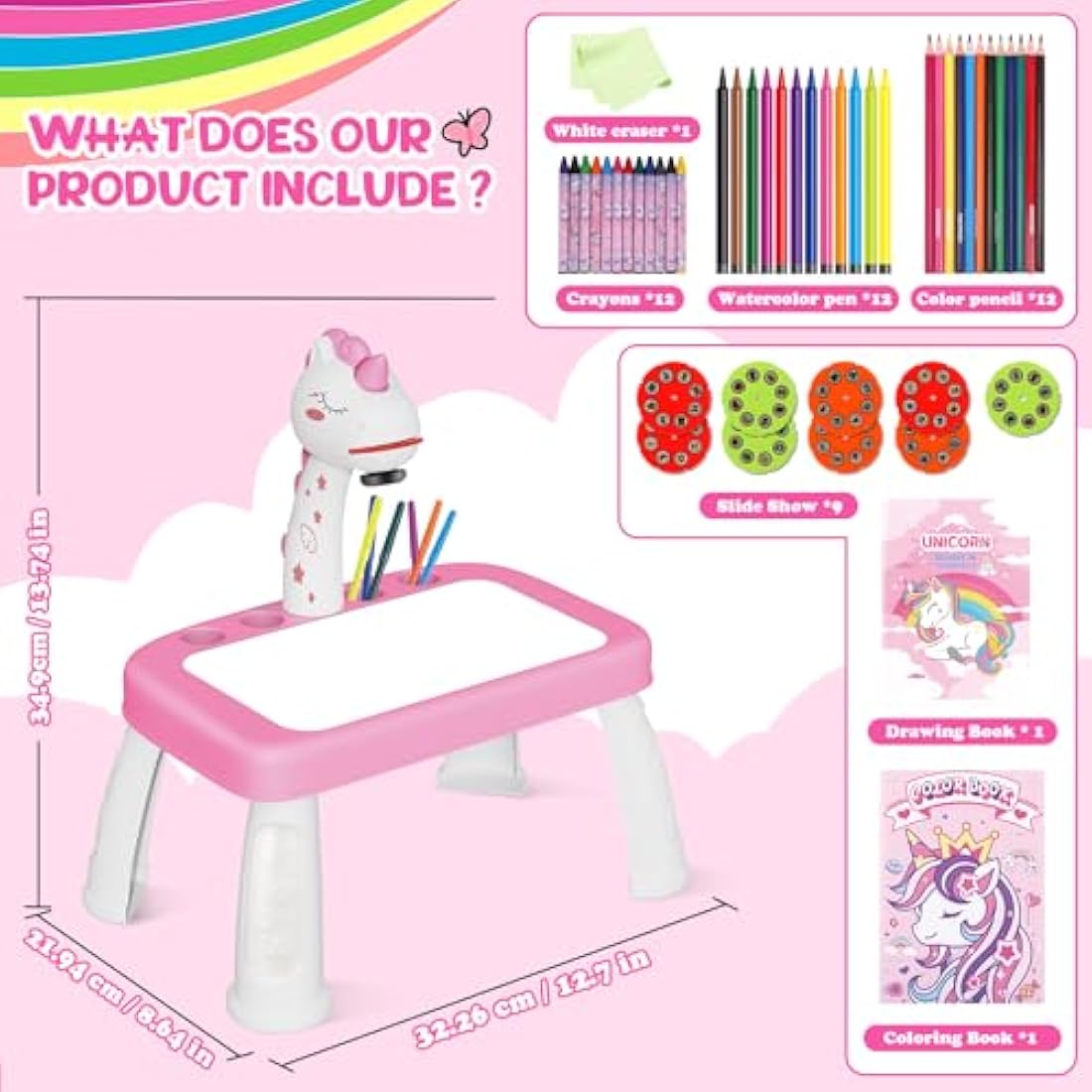 Unicorn Drawing Projector Table for Kids with 72 Patterns