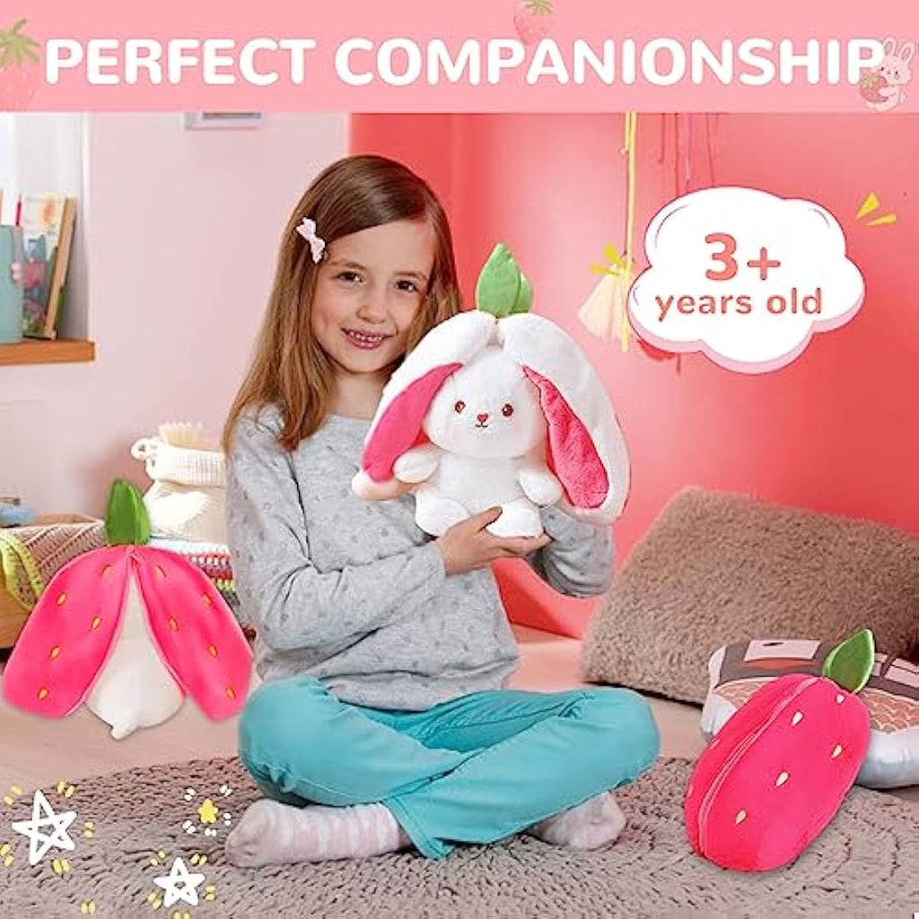 Reversible Easter Bunny Plush – 25cm Carrot Strawberry Toy