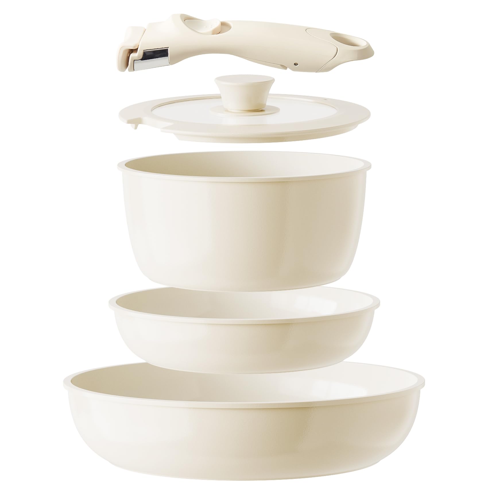 Redchef Ceramic Cookware Set | Nonstick Stackable Pots and Pans – Beige