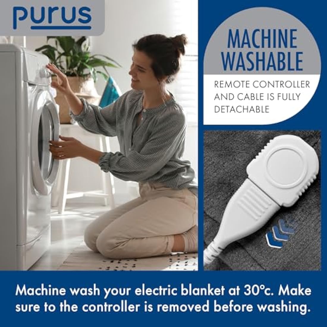 Purus Heated Throw Electric Blanket | Grey Micro Fleece | 160 x 120cm
