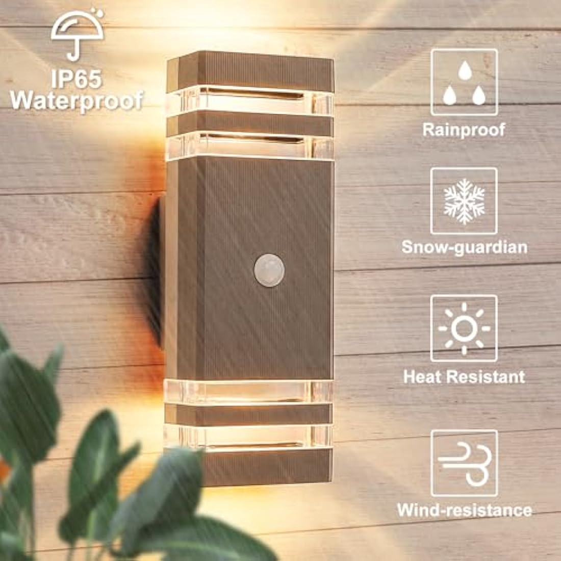 CELAVY Motion Sensor Outdoor Wall Light | IP65 Waterproof Brown Sconce